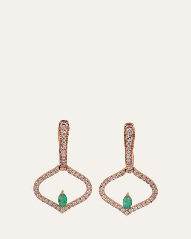 Sarai Diamond and Emerald Single Motif Earrings